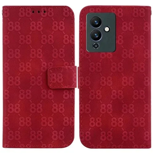 Estuche para Infinix Note 12 Pro 5G y Note 12 5G de Cuero con Doble Relieve en Forma de 8 (Rojo)