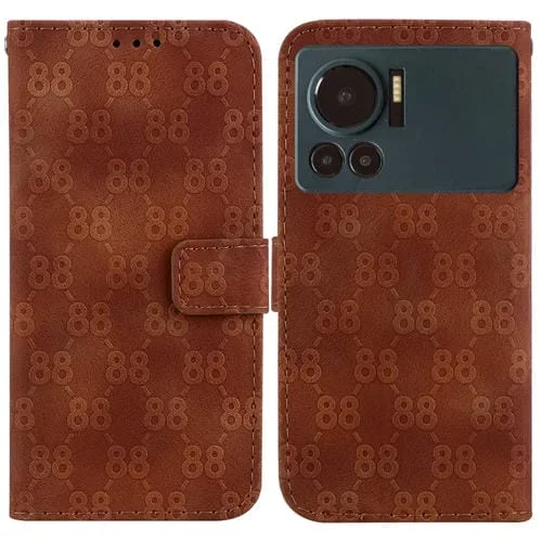 Estuche para Infinix Note 12 Vip de Cuero en Relieve con Doble Forma de 8 (Marrón)