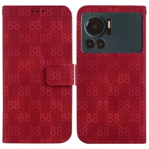 Estuche para Infinix Note 12 Vip de Cuero en Relieve con Doble Forma de 8 (Rojo)