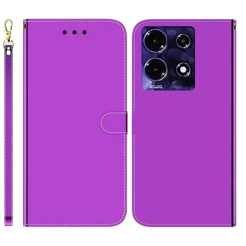Estuche para Infinix Note 30I de Cuero con Superficie de Espejo Imitado (Púrpura)