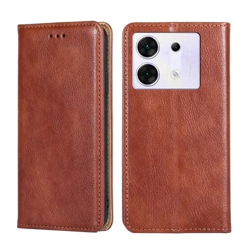 Estuche para Infinix Zero 30 5G de Cuero Magnético Color Marrón con Aceite Brillante