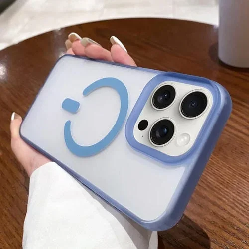 Estuche para iPhone 13 Pro Max Magsafe Transparente Esmerilado Doble Cara (Azul)