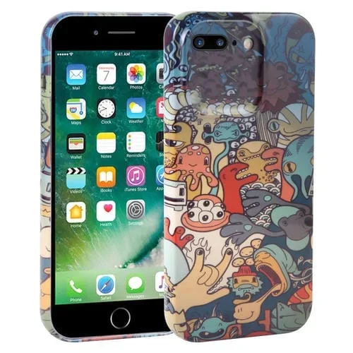 Estuche para iPhone 8 Plus y 7 Plus PC Cobertura Total de Red a Prueba de Polvo (Fiesta de Animales)