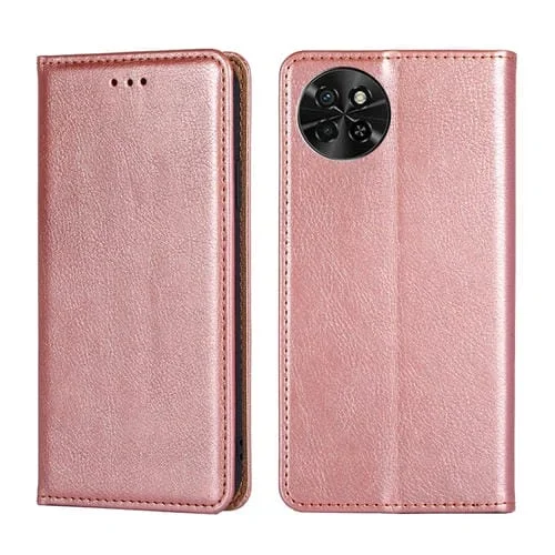 Estuche para Itel S23 4G de Cuero Magnético con Aceite Brillante (Oro Rosa)