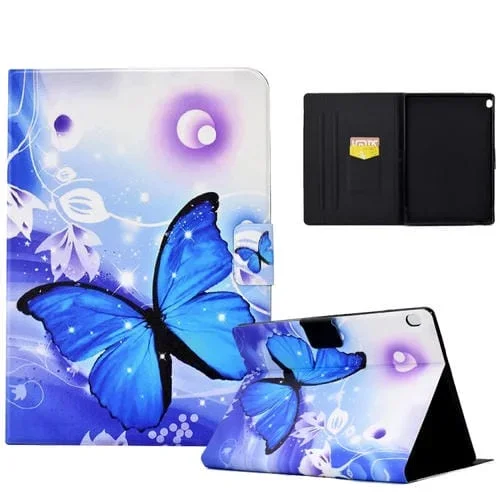 Estuche para Lenovo Tab M10 FHD Rel de Cuero Inteligente TPU Prensado (Mariposa Azul)