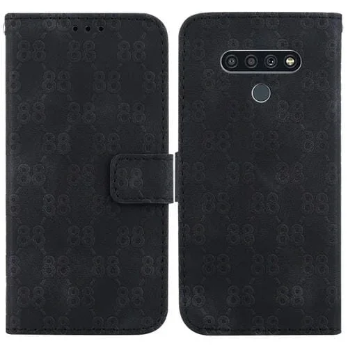 Estuche para LG Stylo 6 / K71 de Cuero en Relieve con Doble Forma de 8 (Negro)