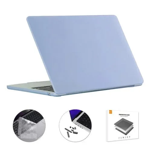 Estuche para MacBook Air 13.6 2022 A2681 Eu Versión Enkay 3 en 1 con Película de Teclado TPU y Tapones Antipolvo (Azul Sierra)