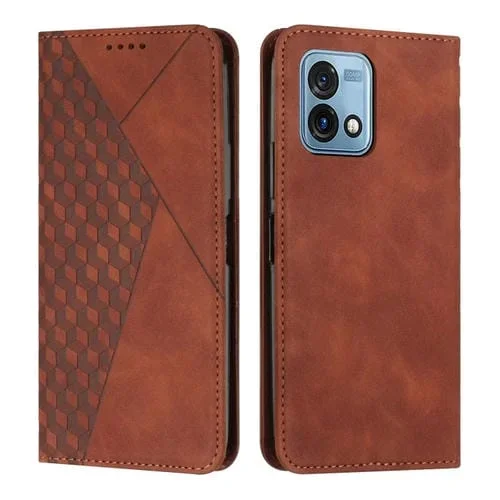 Estuche para Motorola Moto G Stylus 4G 2023 Cuero Magnético con Empalme de Diamantes (Marrón)