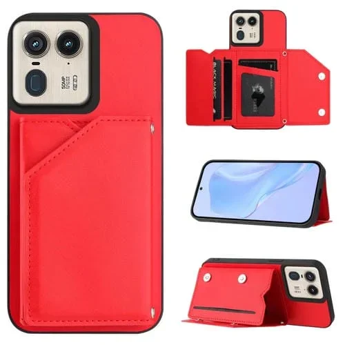 Estuche para Motorola Moto X50 Ultra Skin Feel con 4 Ranuras para Tarjetas y Correa (Rojo)