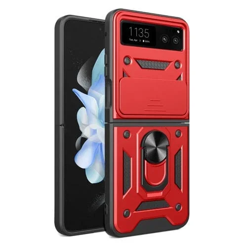 Estuche para Motorola Razr 40 Cubierta de Cámara Deslizante PC Híbrido TPU (Rojo)