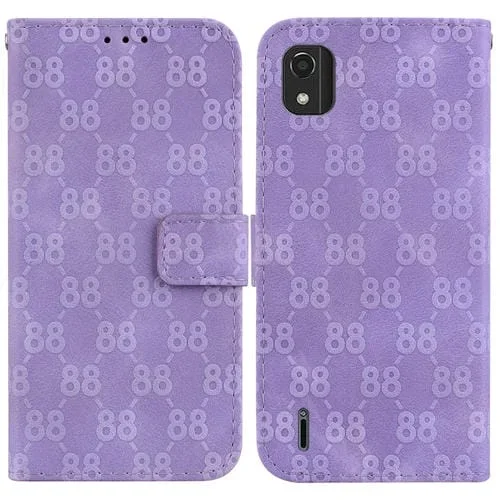 Estuche para Nokia 1.4 de Cuero en Relieve con Doble Forma de 8 (Púrpura)