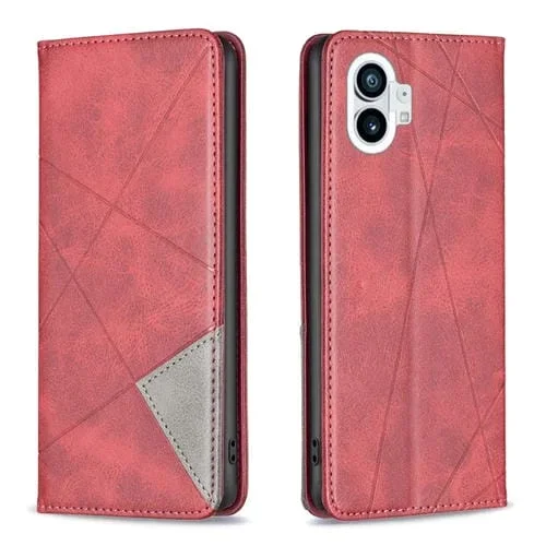 Estuche para Nothing Phone 1 de Cuero Magnético Invisible Prismático (Rojo)