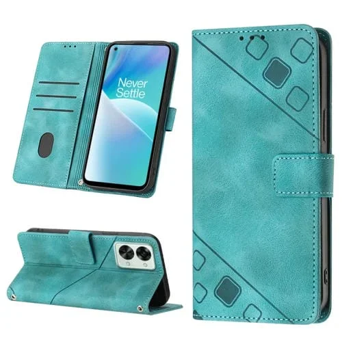 Estuche para OnePlus Nord 2T 5G de Cuero en Relieve con Tacto de Piel (Verde)