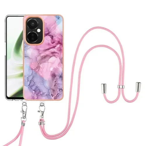 Estuche para OnePlus Nord Ce 3 Imd Doble Cara Mármol Galvanizado con Cordón (Rosa)