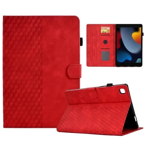 Estuche para Tableta Inteligente iPad 10.2 2019 2020 Air 10.5 2019 Cuero Relieve de Rombos (Rojo)