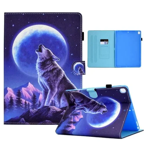 Estuche para Tableta iPad 10.2 (2020 y 2019) Cuero con Ranura para Bolígrafo (Night Wolf)