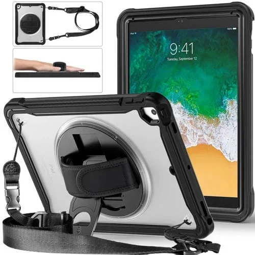 Estuche para Tableta iPad Air Air 2 9.7 (2018 2017) Híbrido Resistente con Asa y Correa (Negro)