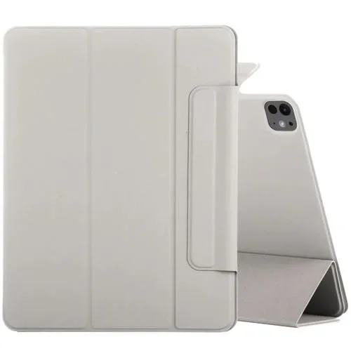 Estuche para Tableta iPad Pro 13 2024 Cuero PU Magnético con Hebilla y Clip Doble Cara (Gris)