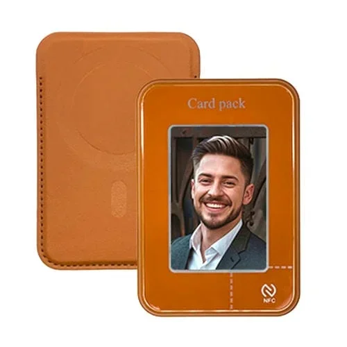 Estuche para Tarjetas y Billetera Magnético con Pantalla de Tinta Inteligente Magsafe (Marrón)
