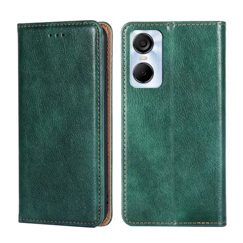 Estuche para Tecno Pop 6 Pro de Cuero Magnético con Aceite Brillante (Verde)