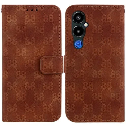 Estuche para Tecno Pova 4 de Cuero en Relieve con Doble Forma de 8 (Marrón)