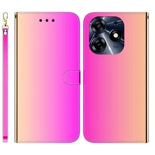 Estuche para Tecno Spark 10 Pro de Cuero con Superficie de Espejo Imitado (Color Degradado)