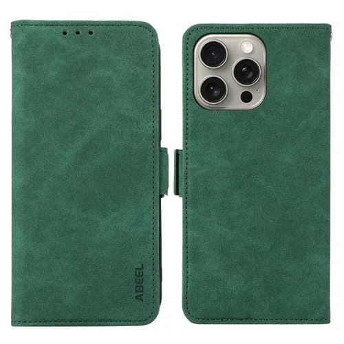 Estuche para Teléfono Abeel iPhone 14 Pro Max Cuero Rfid Magnético Esmerilado (Verde)
