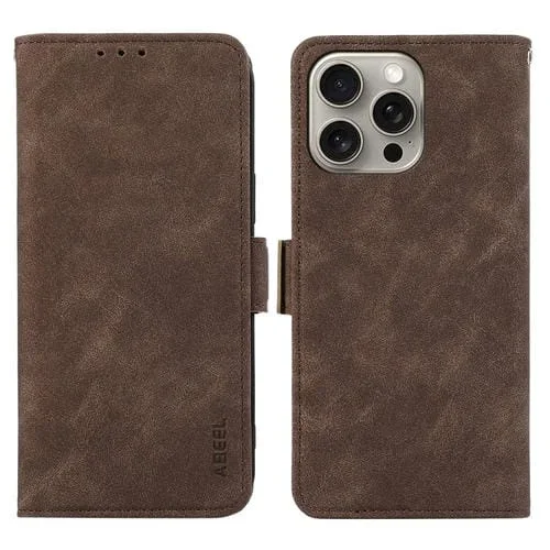 Estuche para Teléfono Abeel iPhone 16 Pro Max Cuero Rfid Magnético Esmerilado (Marrón)