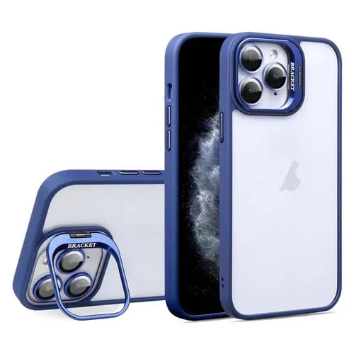 Estuche para Teléfono Acrílico + TPU U1 con Soporte para Lente Invisible para iPhone 11 Pro Max (Azul Oscuro)