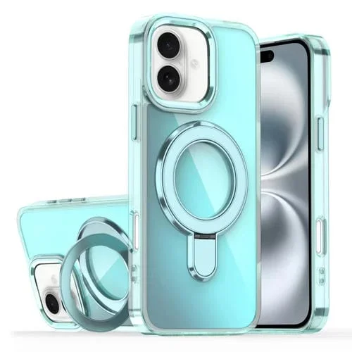 Estuche para Teléfono Apple iPhone 16 con Soporte Magsafe Revestimiento Degradado (Azul Transparente)