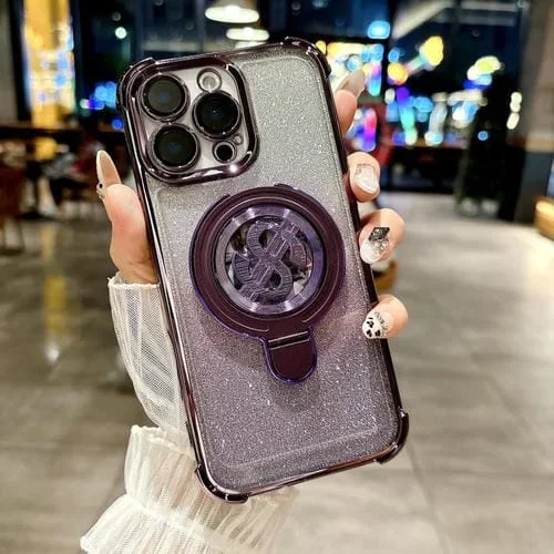 Estuche para teléfono Apple iPhone 16 Pro con soporte Magsafe y Película para Lente (Morado)