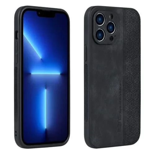 Estuche para Teléfono Azns iPhone 12 Pro Max Sensación de Piel En Relieve 3D (Negro)