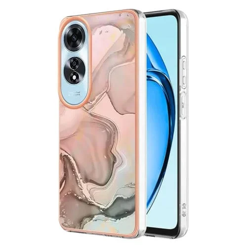 Estuche para Teléfono con Revestimiento Electrolítico de Mármol de Doble Cara Imd para Oppo A60 4G (Oro Rosa 015)