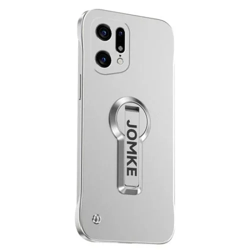 Estuche para Teléfono con Soporte Giratorio de 360 Grados y Barniz para Hornear para Oppo Find X5 Pro (Plateado)