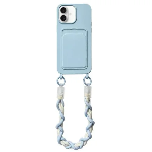 Estuche para Teléfono Dopamina para iPhone 16 con Ranura para Tarjeta y Cordón (Azul)