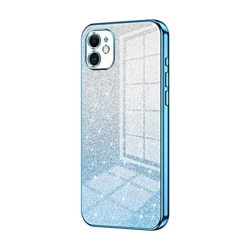 Estuche para Teléfono galvanizado para iPhone 11 con Polvo de Brillo Degradado (Azul)