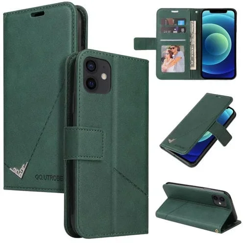 Estuche para Teléfono Gq Utrobe iPhone 12 Mini Cuero en Ángulo Recto (Verde)