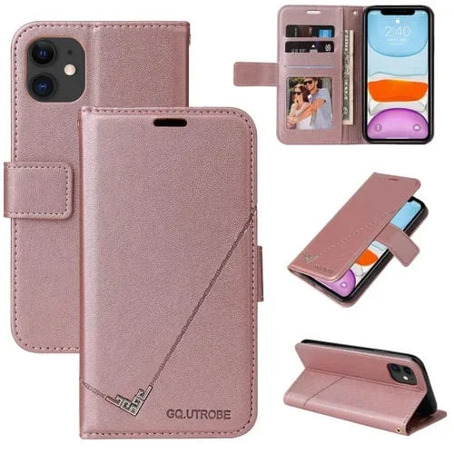 Estuche para teléfono Gqutrobe iPhone 11 Pro Cuero en ángulo recto (Oro Rosa)