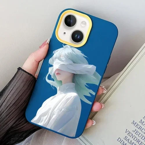 Estuche para Teléfono Híbrido TPU con PC para iPhone 13 con Los Ojos Vendados (Azul Real)