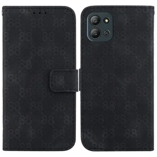 Estuche para Teléfono Infinix Hot 11 2022 Cuero En Relieve Doble Forma de 8 (Negro)
