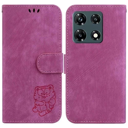 Estuche para Teléfono Infinix Note 30 Pro Cuero con Relieve Little Tiger (Rojo Rosa)