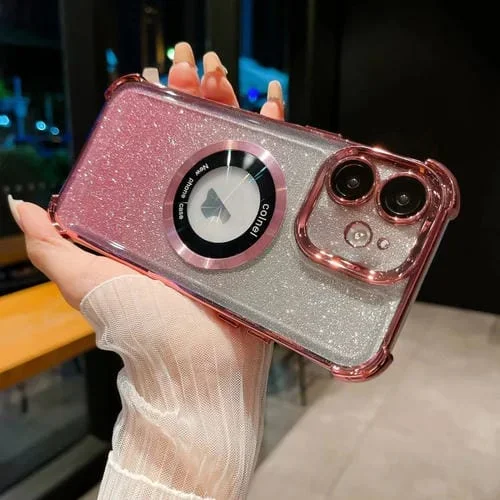 Estuche para Teléfono iPhone 11 Magsafe 6D Armadura Brillo Degradado Galvanoplastia (Rosa)