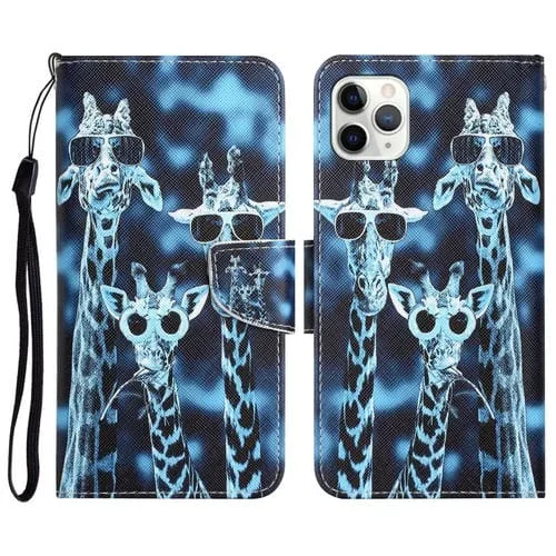 Estuche para Teléfono iPhone 11 Pro Cuero Dibujo Coloreado (Jirafas)