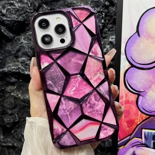 Estuche para Teléfono iPhone 11 Pro Max Water Cube TPU con Galvanoplastia de Mármol (Púrpura)