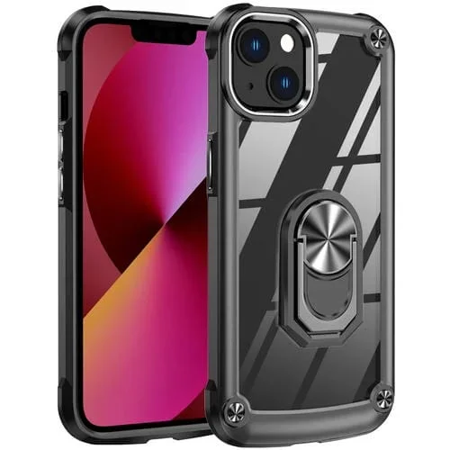 Estuche para Teléfono iPhone 11 TPU + PC con Protección de Lente y Soporte para Anillo (Negro)