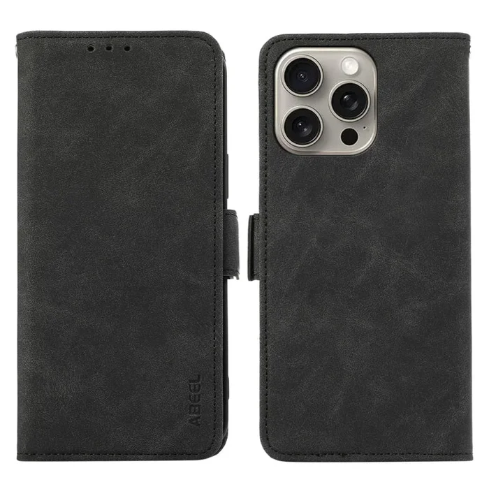 Estuche para Teléfono iPhone 12/12 Pro Cuero Rfid Magnético Esmerilado Retro (Negro)
