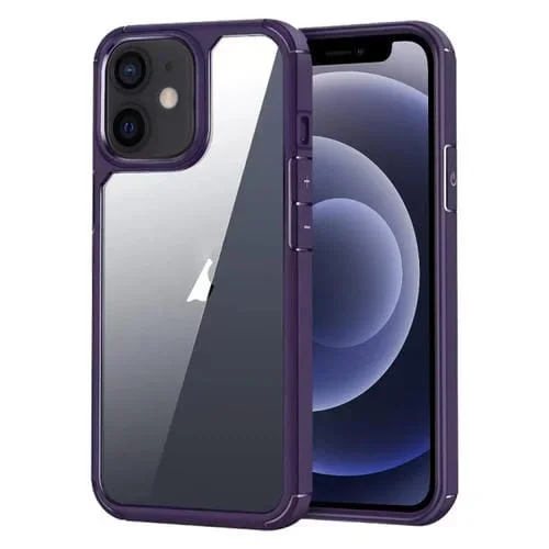 Estuche para Teléfono iPhone 12 Acrílico + TPU Transparente a Prueba de Golpes (Púrpura)