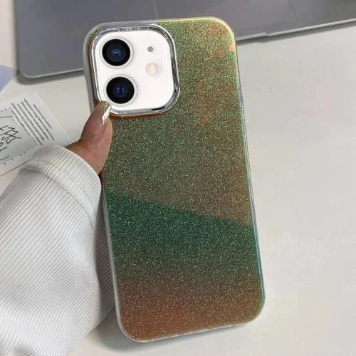 Estuche para Teléfono iPhone 12 Marco Galvanizado Imd Glitter Powder (Verde)