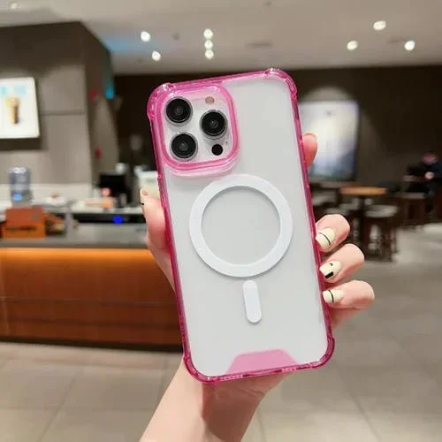 Estuche para Teléfono iPhone 12 Pro Max Acrílico Transparente Magsafe (Rosa)
