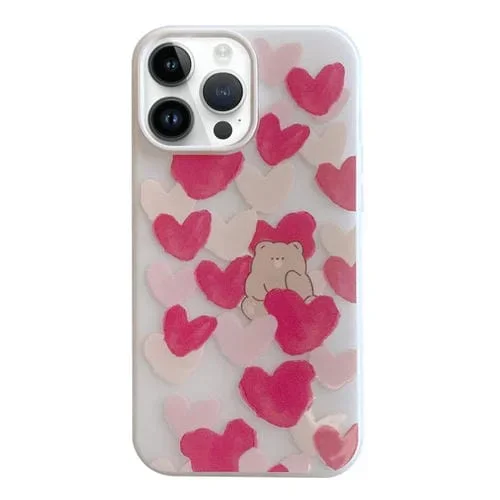 Estuche para Teléfono iPhone 12 Pro Max Jelly 2 En 1 PC Híbrido TPU (Oso de Corazón Rojo)